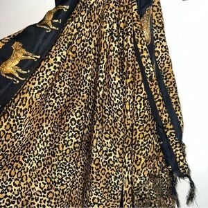 Creations Fringed Cheetah Scarf Wrap Throw Made in India Size 42x68